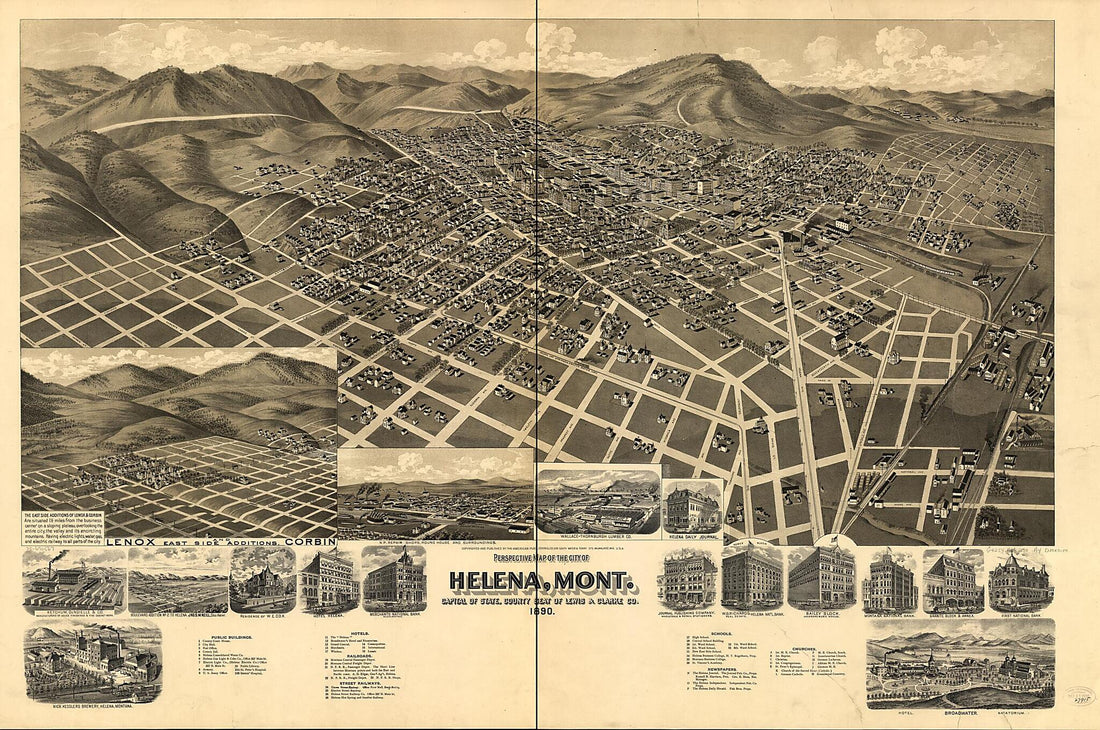 This old map of Perspective Map of the City of Helena, Mont. Capital of State, County Seat of Lewis & Clarke Co from 1890 was created by Wis.) American Publishing Co. (Milwaukee in 1890