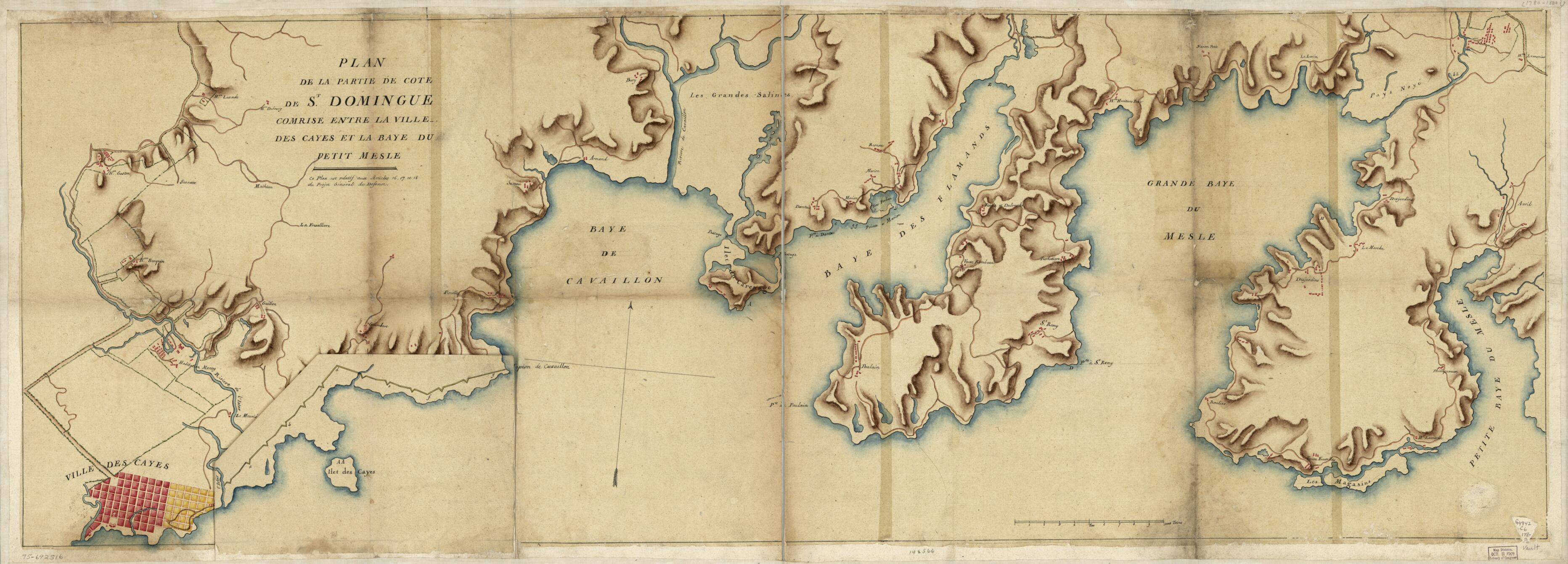 This old map of Plan De La Partie De Côte De St. Domingue Comrise Entre La Ville Des Cayes Et La Baye Du Petit Mesle from 1780 was created by in 1780