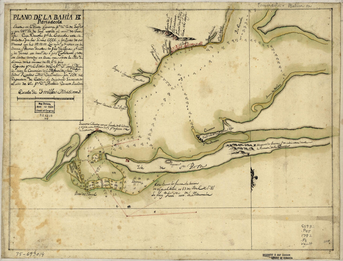 Plano De La Bahia De Pansacola 1782 by Relic Map Company
