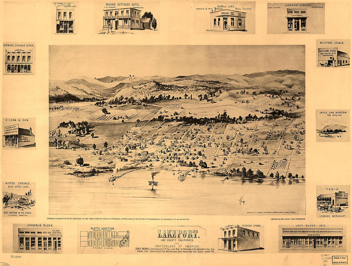 Lakeport, Lake County, California 1888 by Relic Map Company