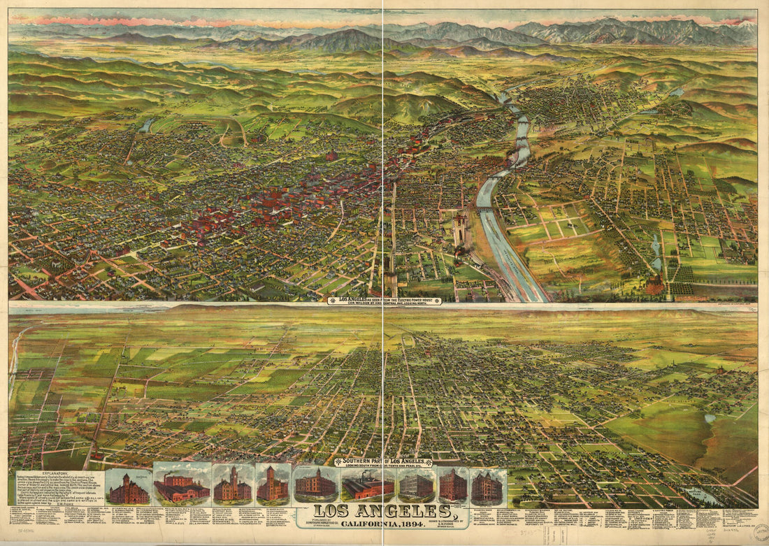This old map of Los Angeles, California, from 1894 was created by B. W. (Bruce Wellington) Pierce, Tropic Homestead Co in 1894