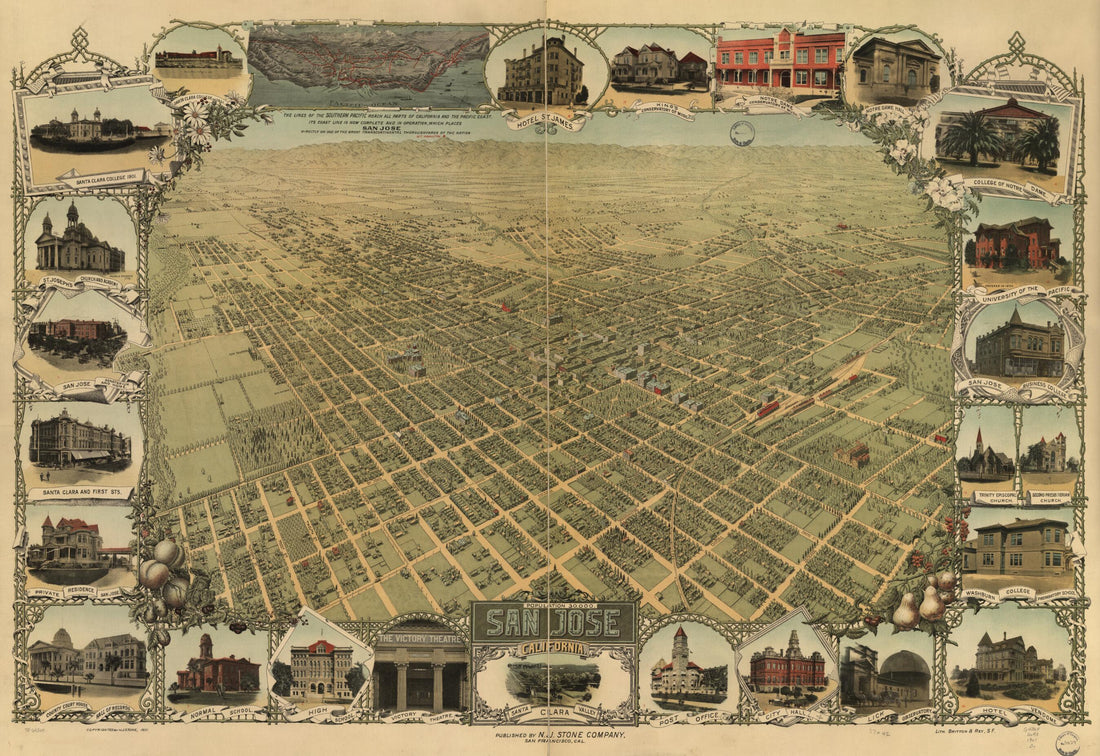 This old map of San Jose, California from 1901 was created by Britton & Rey, Stone (N.J.) Company in 1901