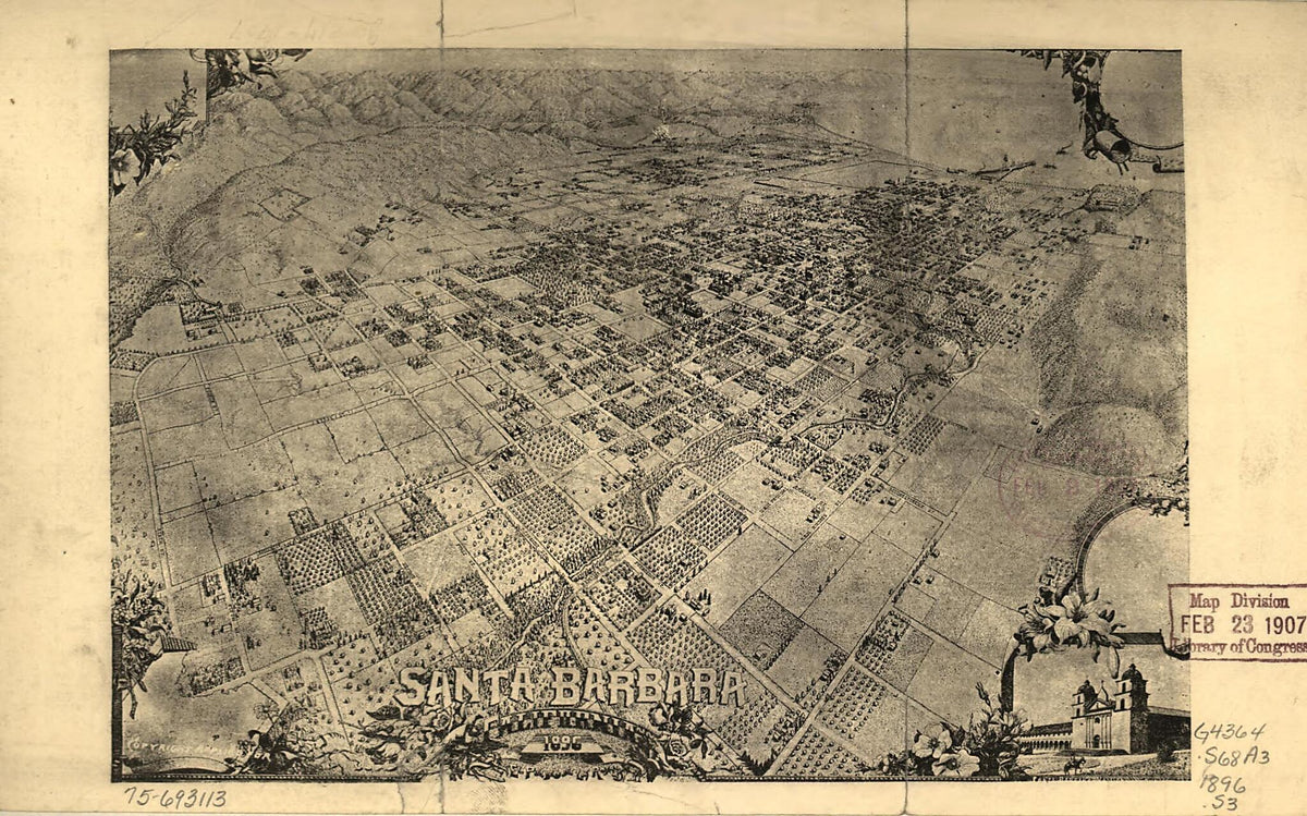 Santa Barbara, California 1896 by Relic Map Company
