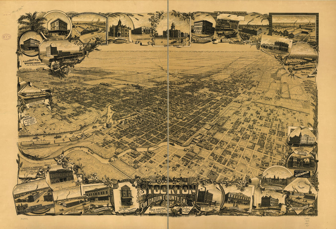 This old map of The City of Stockton, San Joaquin County,California from 1895 was created by Dakin Publishing Co, John H. Mitchell in 1895