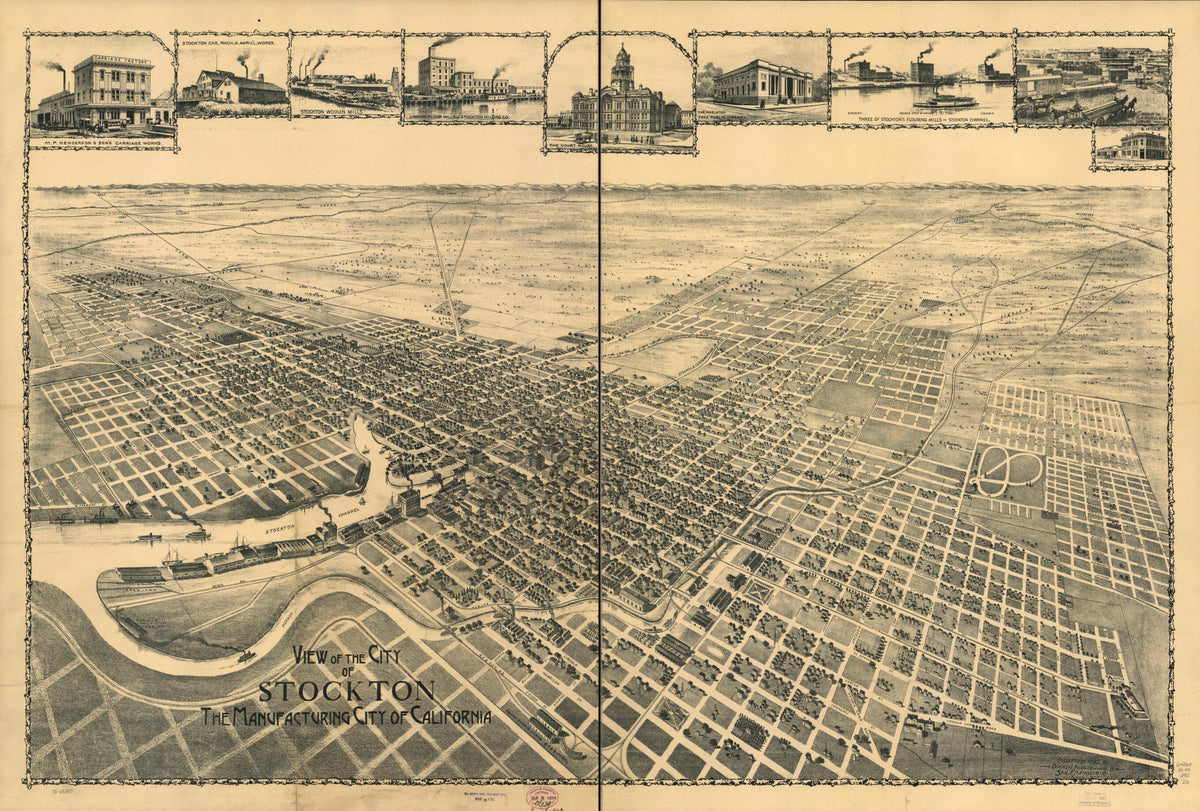 View of City of Stockton, the Manufacturing City of California by Relic Map Company