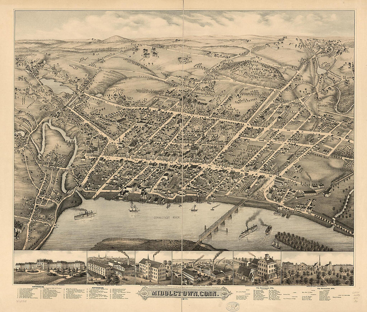 Middletown, Connecticut 1877 by Relic Map Company