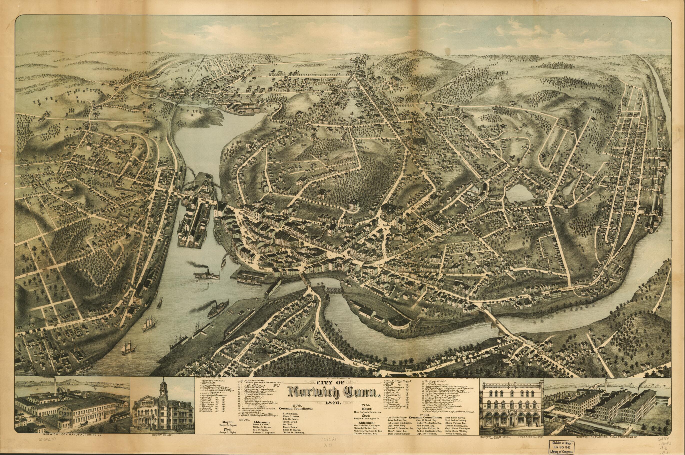 This old map of City of Norwich, Connecticut from 1876 was created by C.H. Vogt (Firm), J. Knauber & Co, O.H. Bailey & Co in 1876