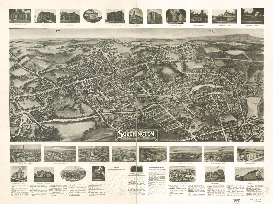 This old map of Aero View of Southington, Connecticut from 1914 was created by Hughes & Bailey in 1914