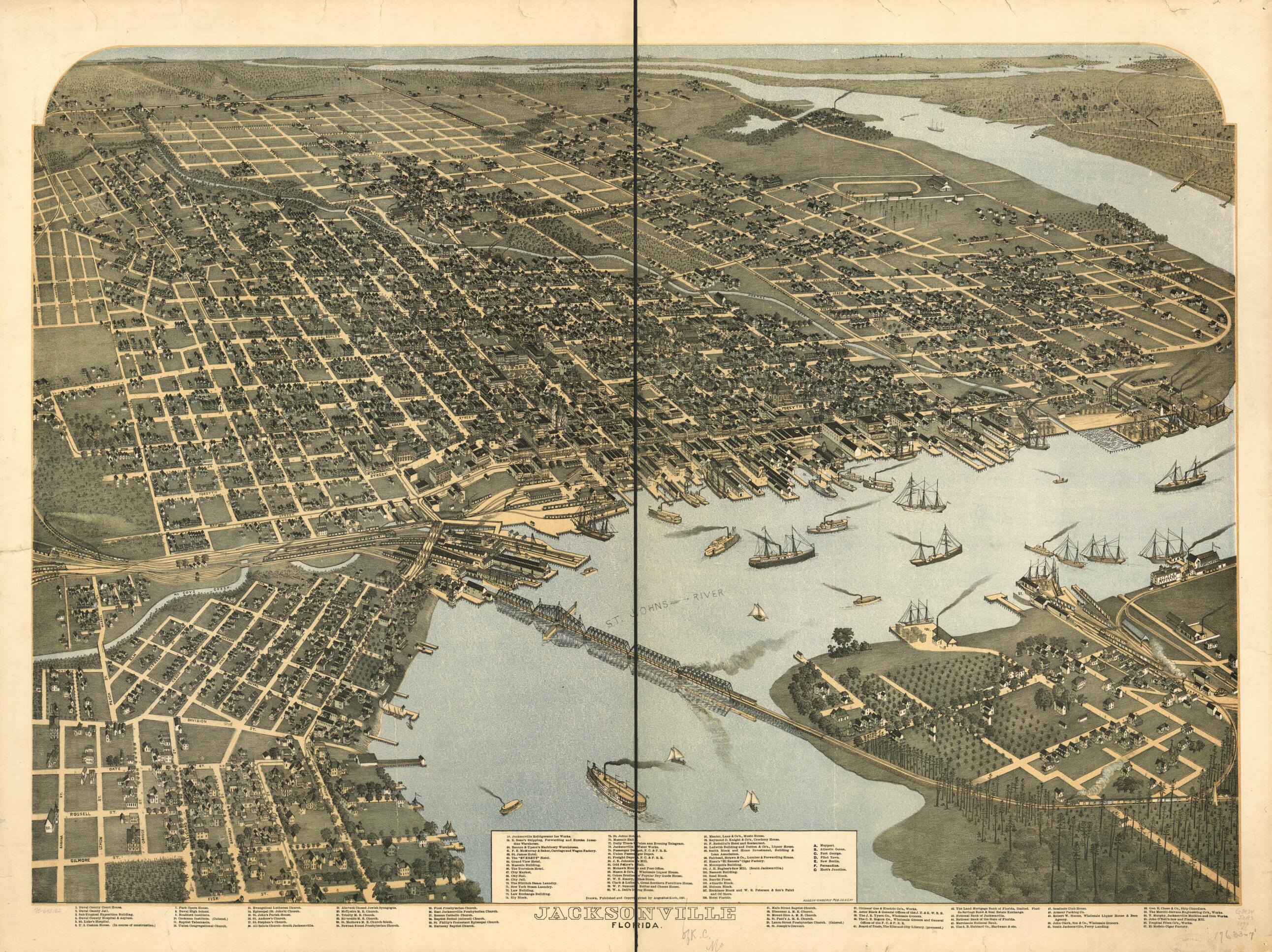This old map of Jacksonville, Florida from 1893 was created by Kimberly Pub. Co, Augustus Koch in 1893