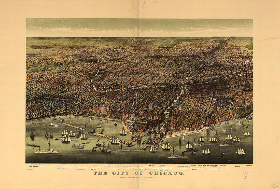 This old map of The City of Chicago from 1892 was created by Currier & Ives in 1892