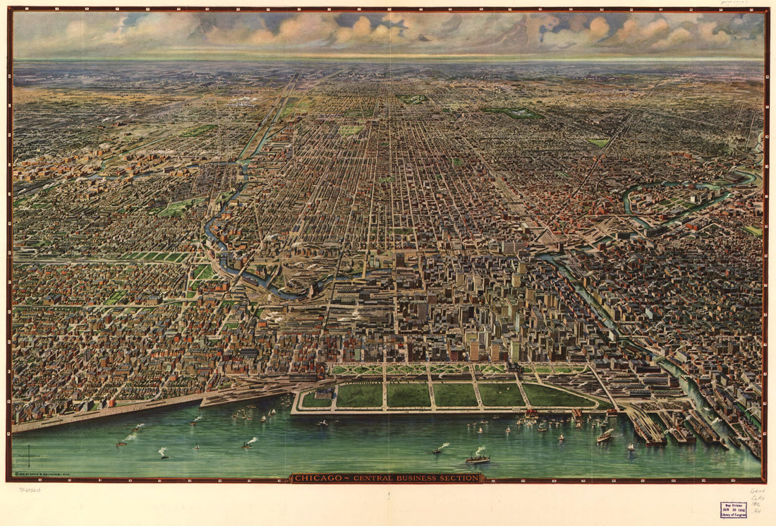 This old map of Chicago, Central Business Section from 1916 was created by Arno B. Reincke in 1916