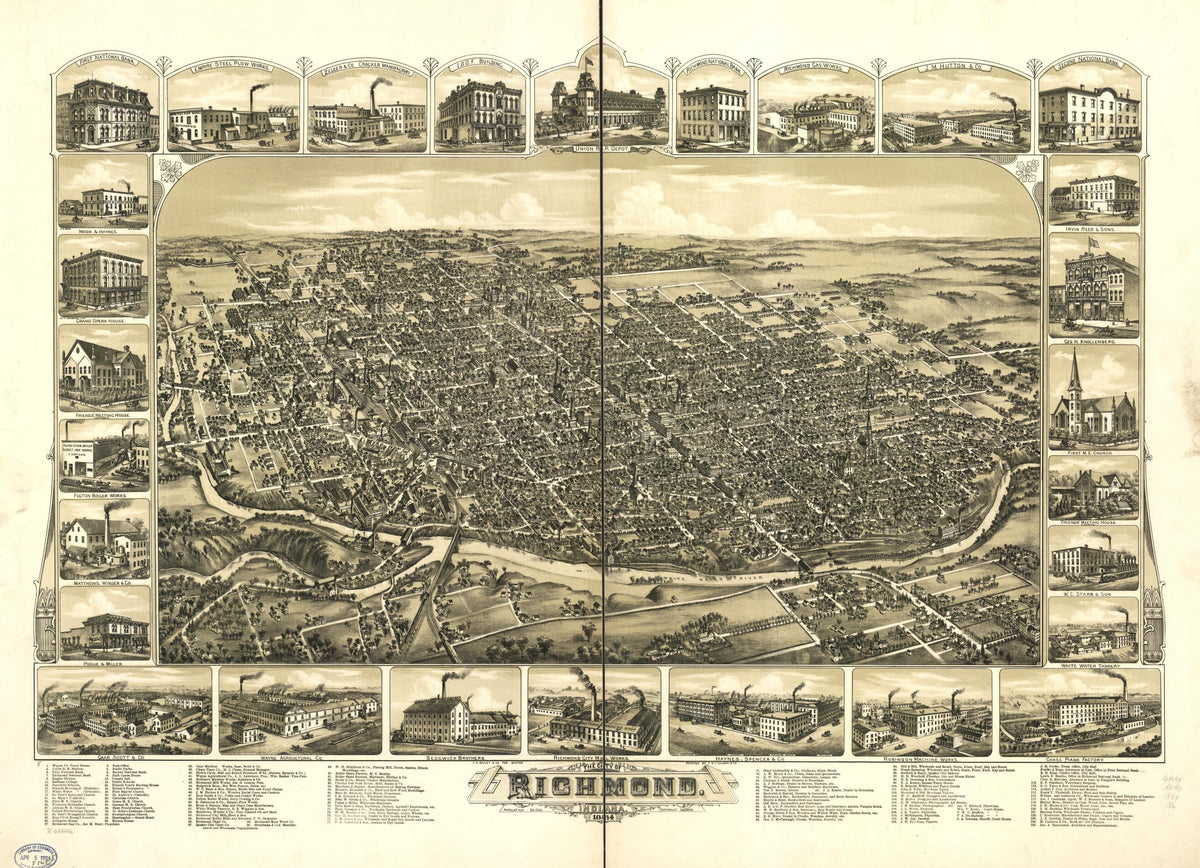 The City of Richmond, Indiana 1884 by Relic Map Company