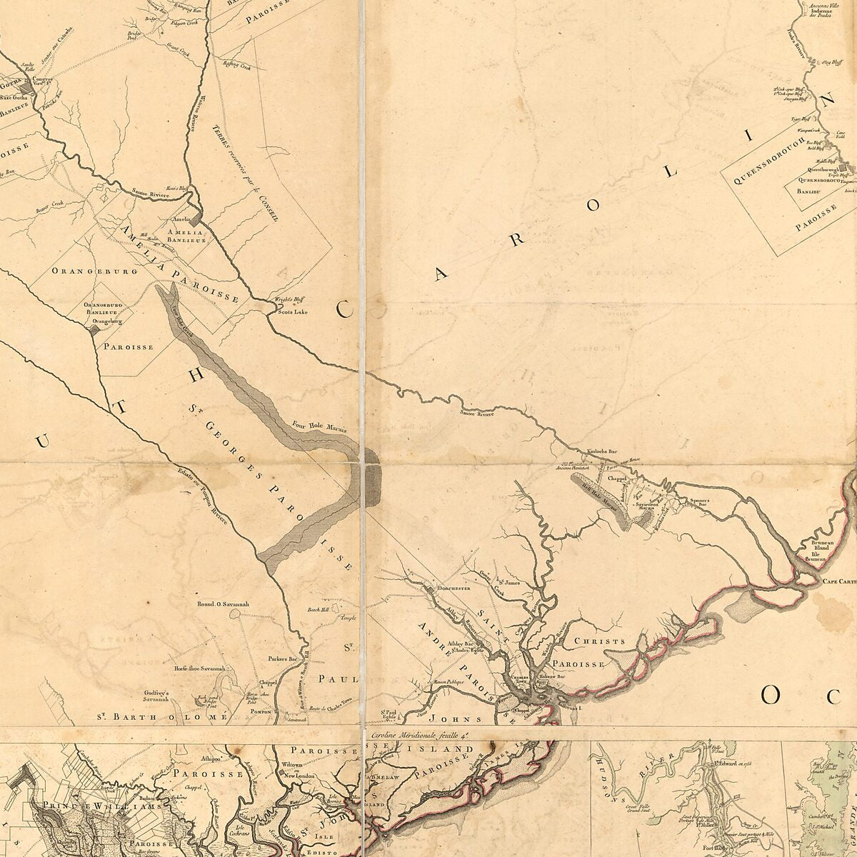 This old map of Caroline Méridionale Et Partie De La Georgie from 1777 was created by William Bull, John Gerar William De Brahm,  Louis, Claude Joseph Sauthier in 1777