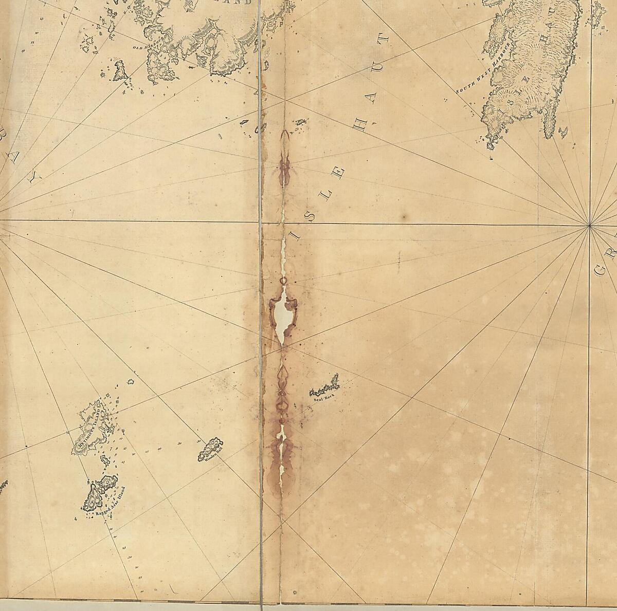 This old map of Coast of Maine Showing Entrances of Blue Hill Bay, Isle of Haut Bay, and Penobscot Bay, With Owls Head, Vinalhaven Island, Isle Au Haut, and Other Islands from 1776 was created by Joseph F. W. (Joseph Frederick Wallet) Des Barres in 1776