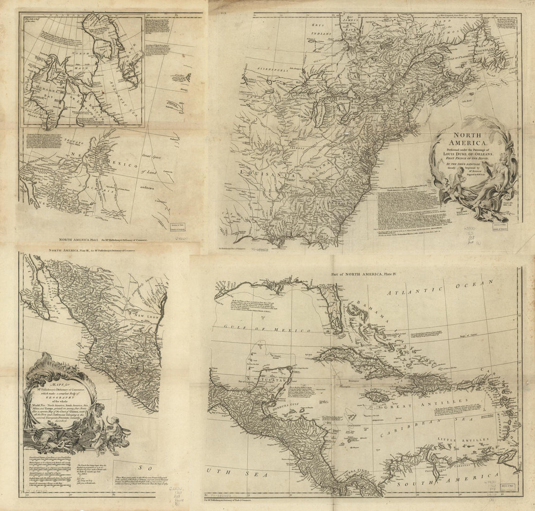 This old map of North America from 1763 was created by Jean Baptiste Bourguignon D Anville, Solomon Bolton, Hubert François Gravelot, Malachy Postlethwayt, Richard William Seale, Anthony Walker in 1763