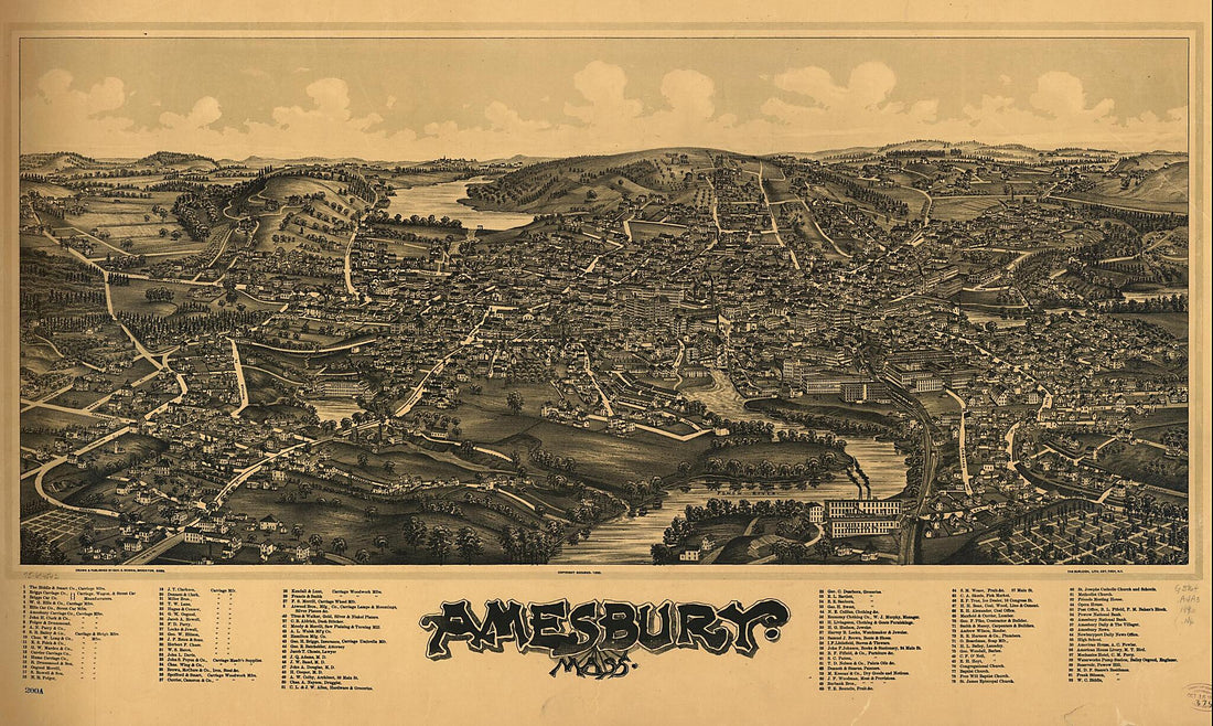 This old map of Amesbury, Massachusetts from 1890 was created by Burleigh Litho, George E. Norris in 1890
