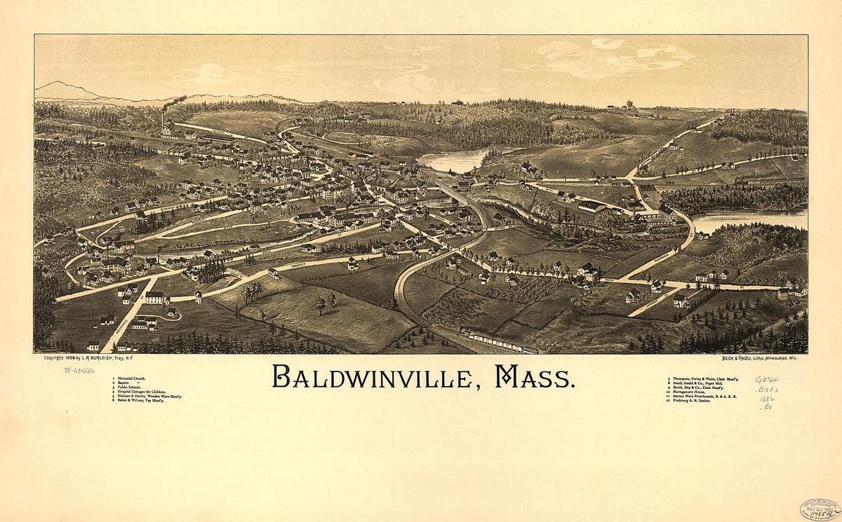 Baldwinville, Massachusetts 1886 by Relic Map Company