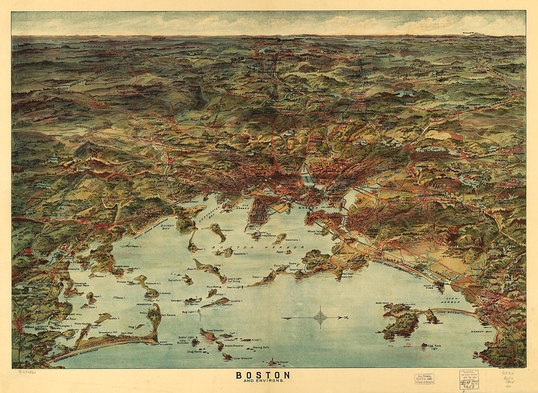 This old map of Boston and Environs from 1905 was created by Geo. H. Walker & Co in 1905