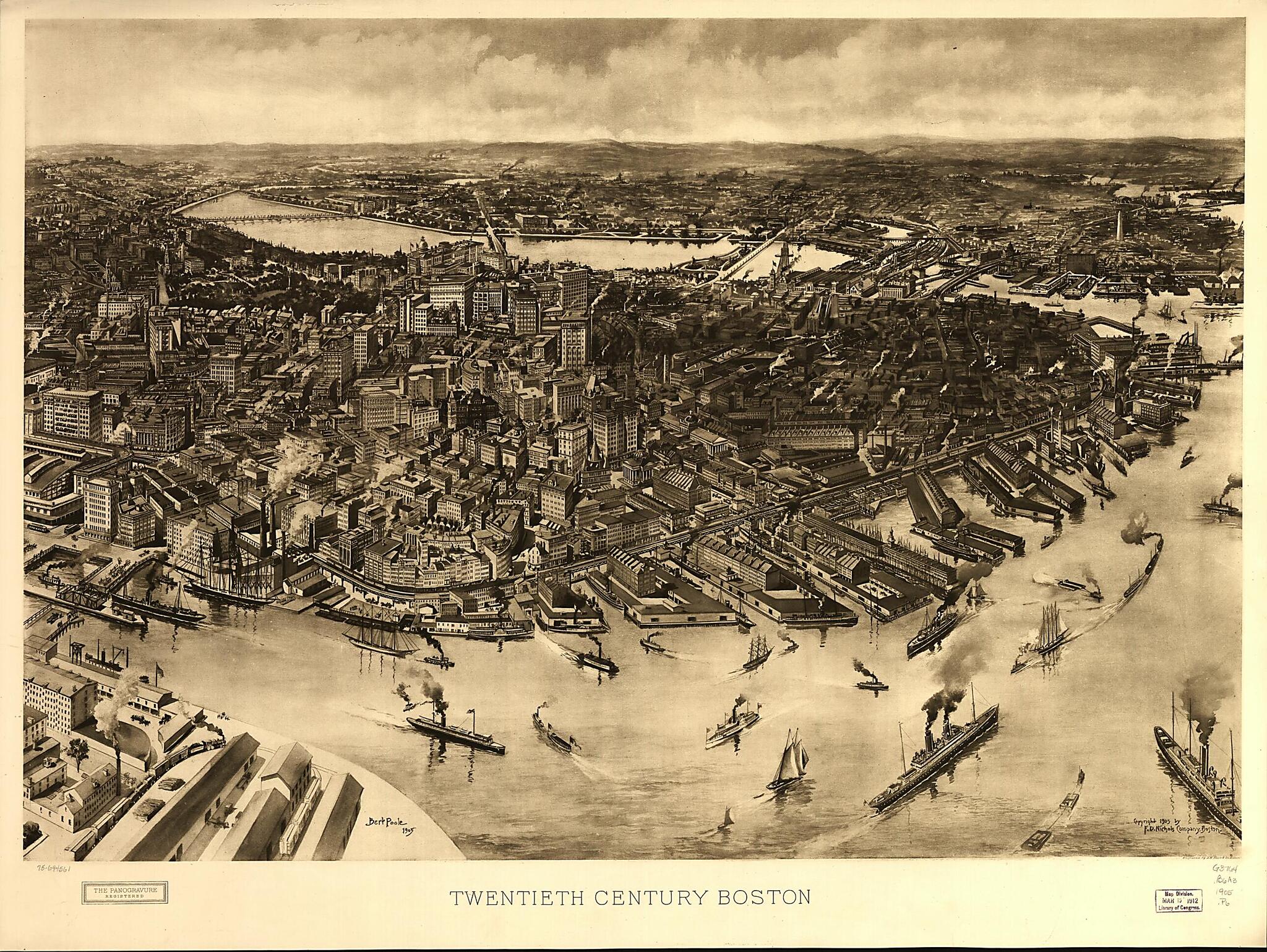 This old map of Twentieth Century Boston from 1905 was created by A.W. Elson & Co, F. D. Nichols Company, A. F. Poole in 1905