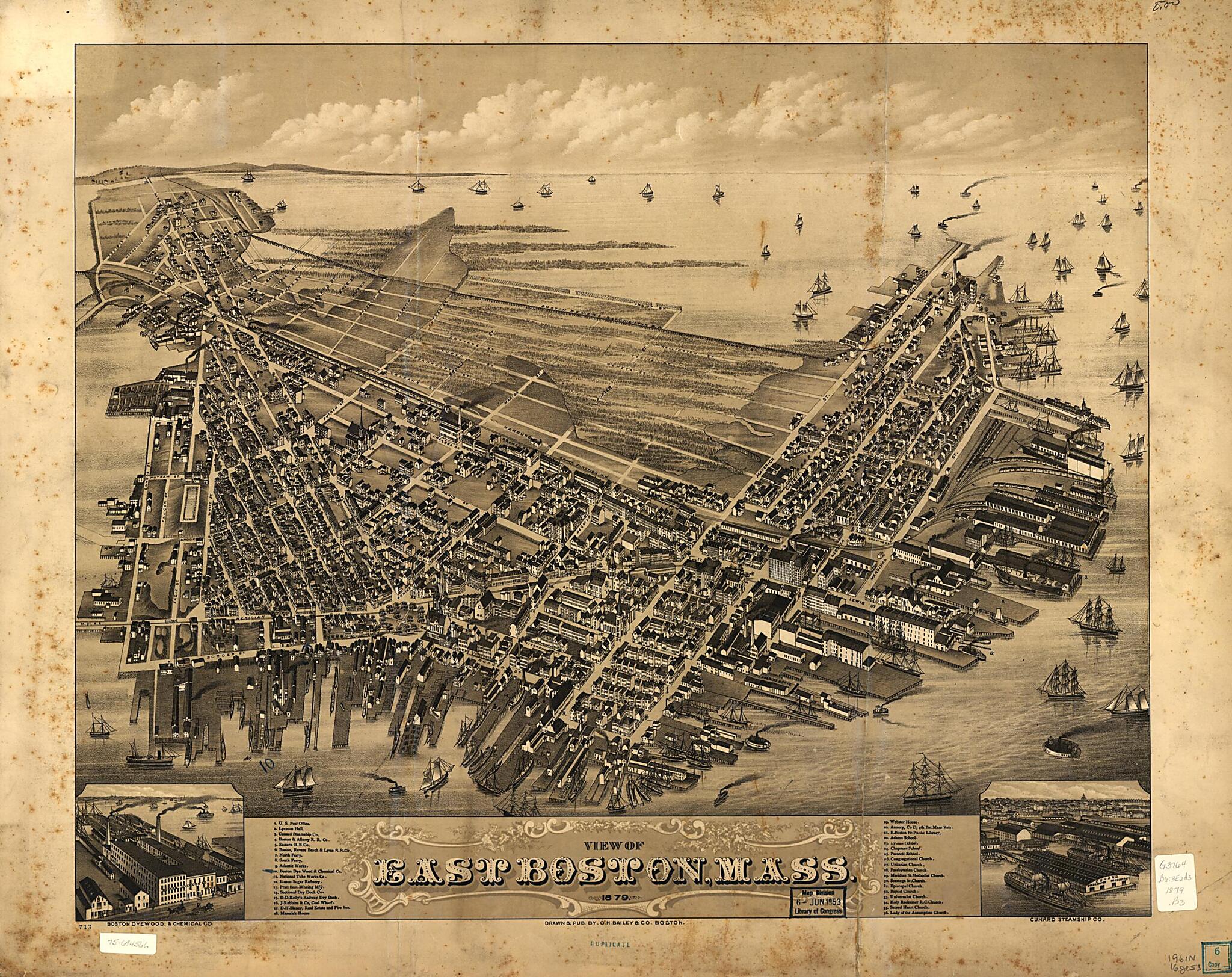 This old map of View of East Boston, Massachusetts from 1879 was created by O.H. Bailey & Co in 1879
