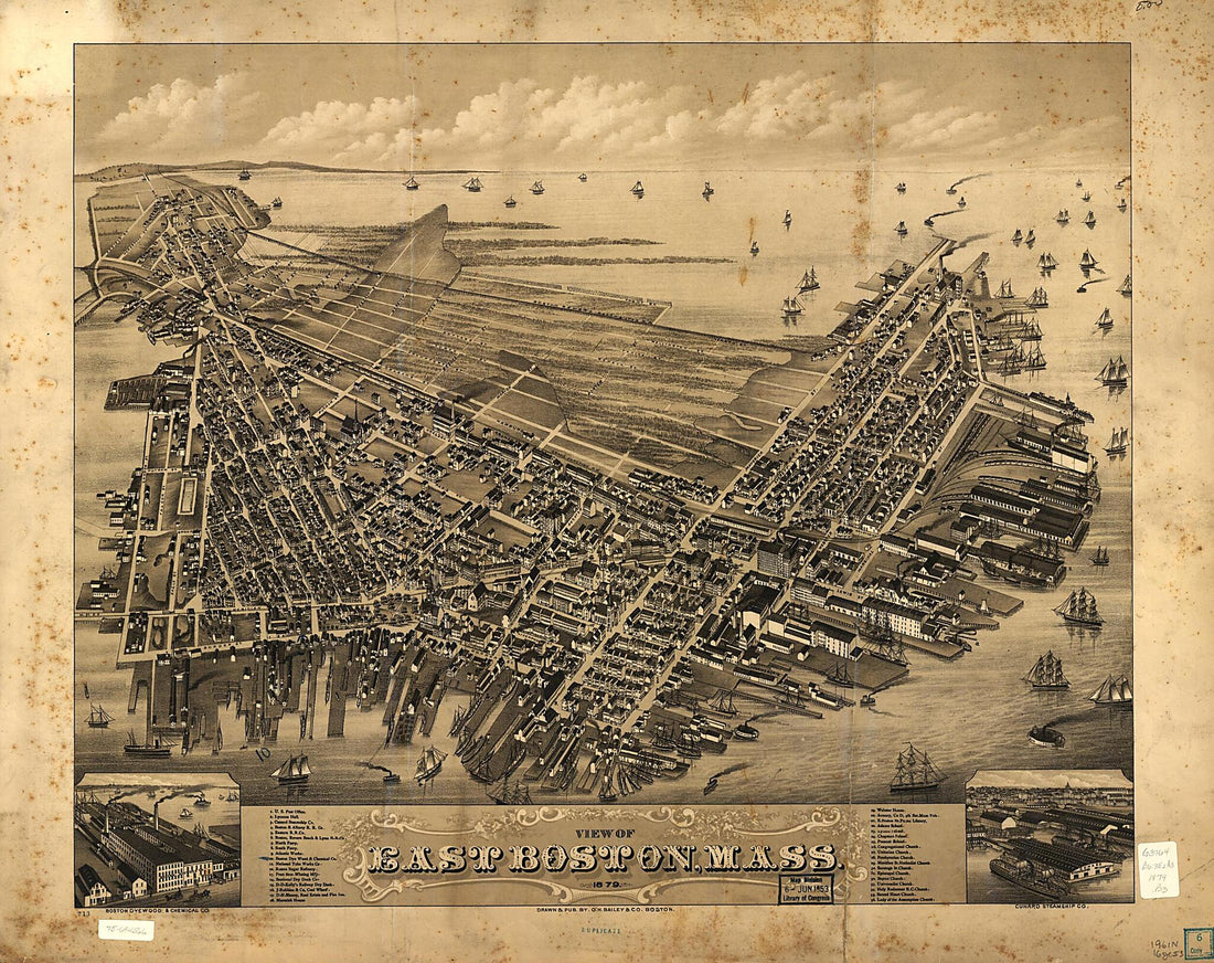 This old map of View of East Boston, Massachusetts from 1879 was created by O.H. Bailey & Co in 1879