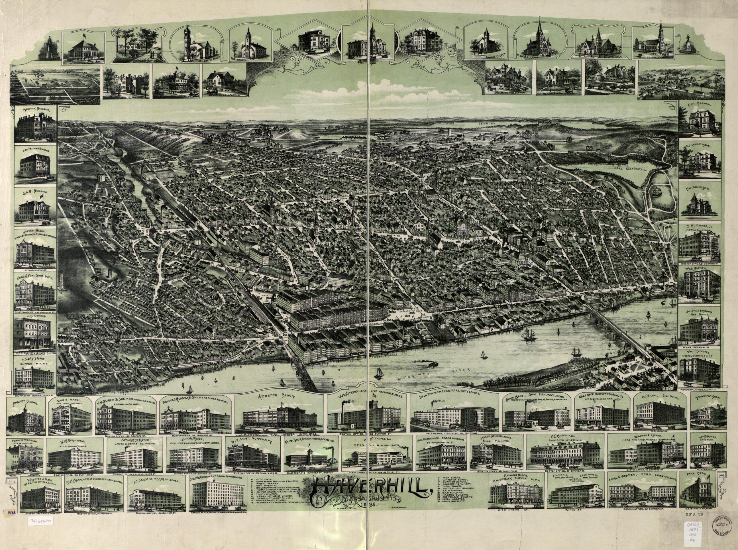 This old map of Haverhill, Massachusetts from 1893 was created by O.H. Bailey & Co in 1893