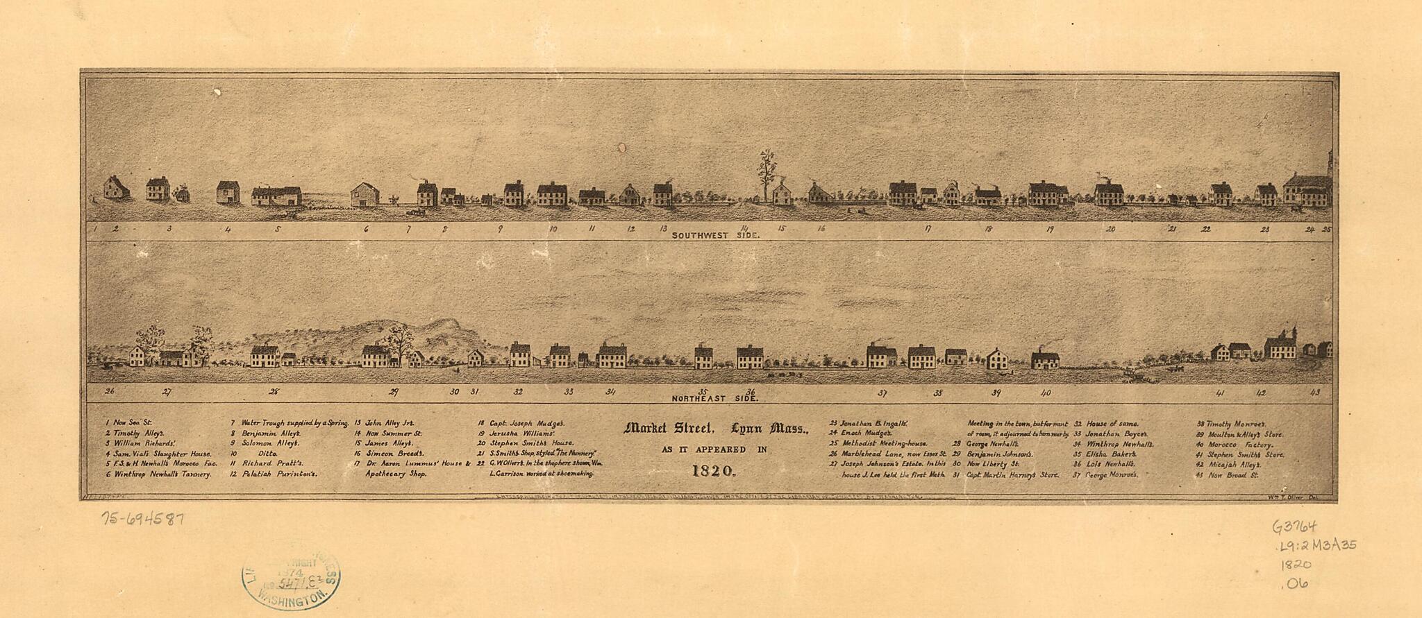 This old map of Market Street, Lynn, Massachusetts, As It Appeared In from 1820 was created by William T. Oliver in 1820