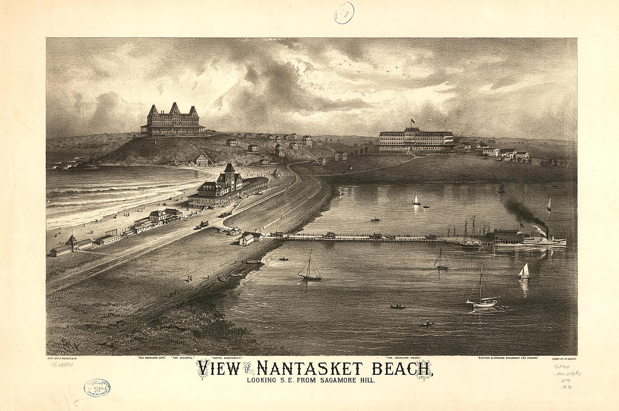 This old map of View of Nantasket Beach, Looking S.e. from Sagamore Hill from 1879 was created by Geo. H. Walker & Co, Richard P. Mallory in 1879