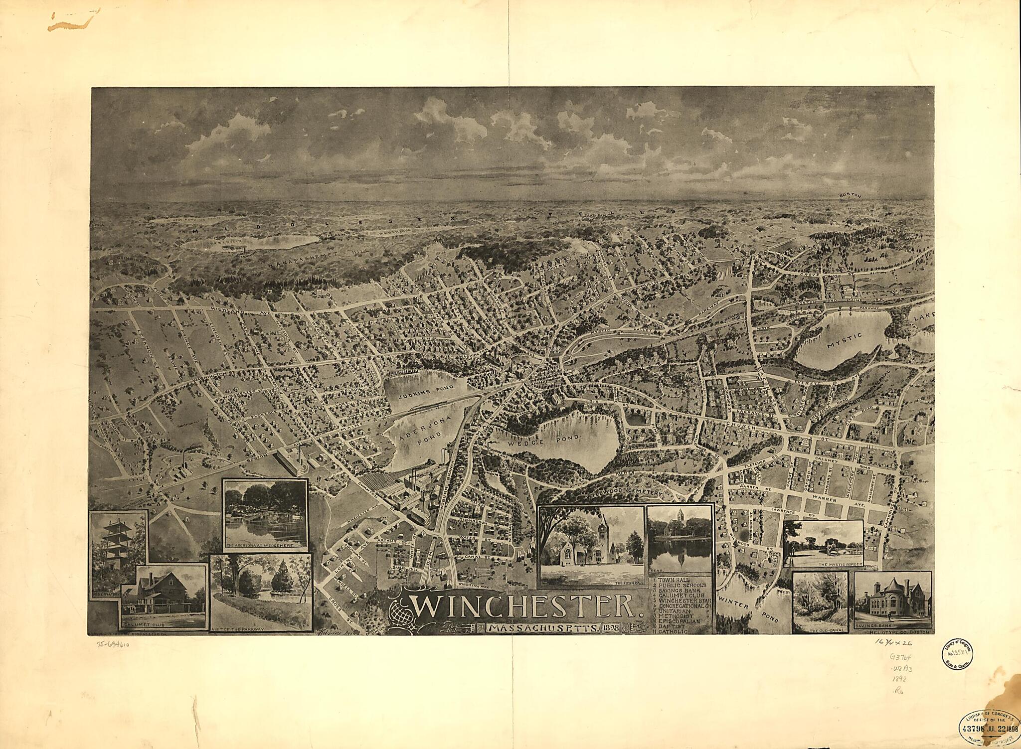 This old map of Winchester, Massachusetts from 1898 was created by Heliotype Printing Company, Robbins & Enrich, A. Robbins in 1898