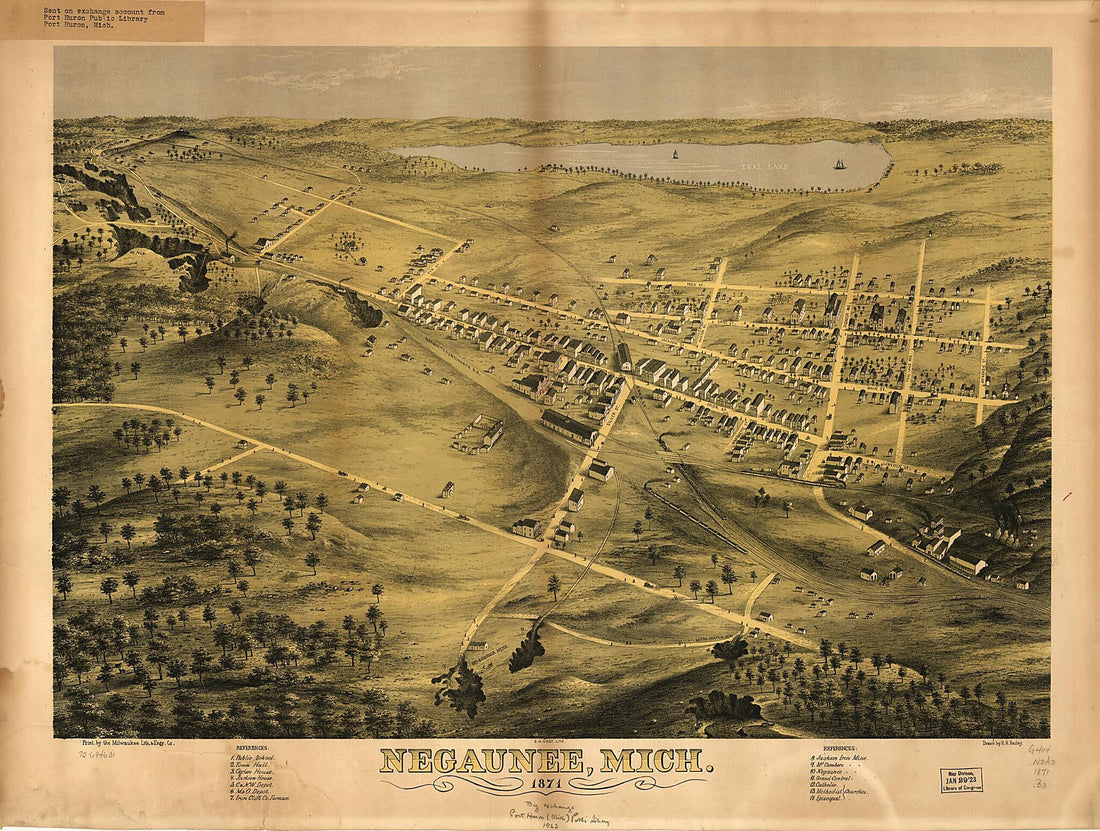 This old map of Negaunee, Michigan from 1871 was created by H. H. (Howard Heston) Bailey, C.H. Vogt (Firm), Milwaukee Lith. & Engr. Co in 1871