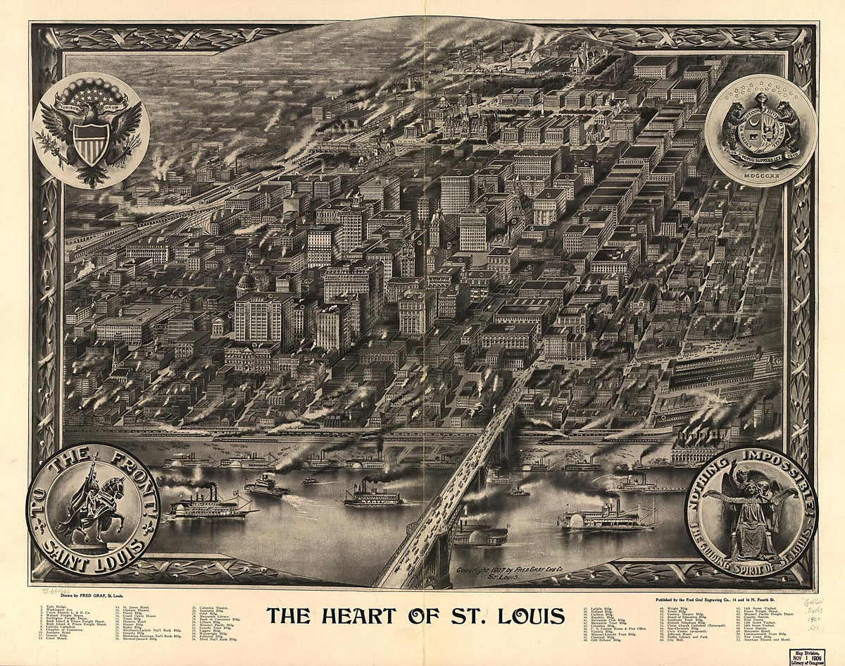 The Heart of St. Louis 1907 by Relic Map Company