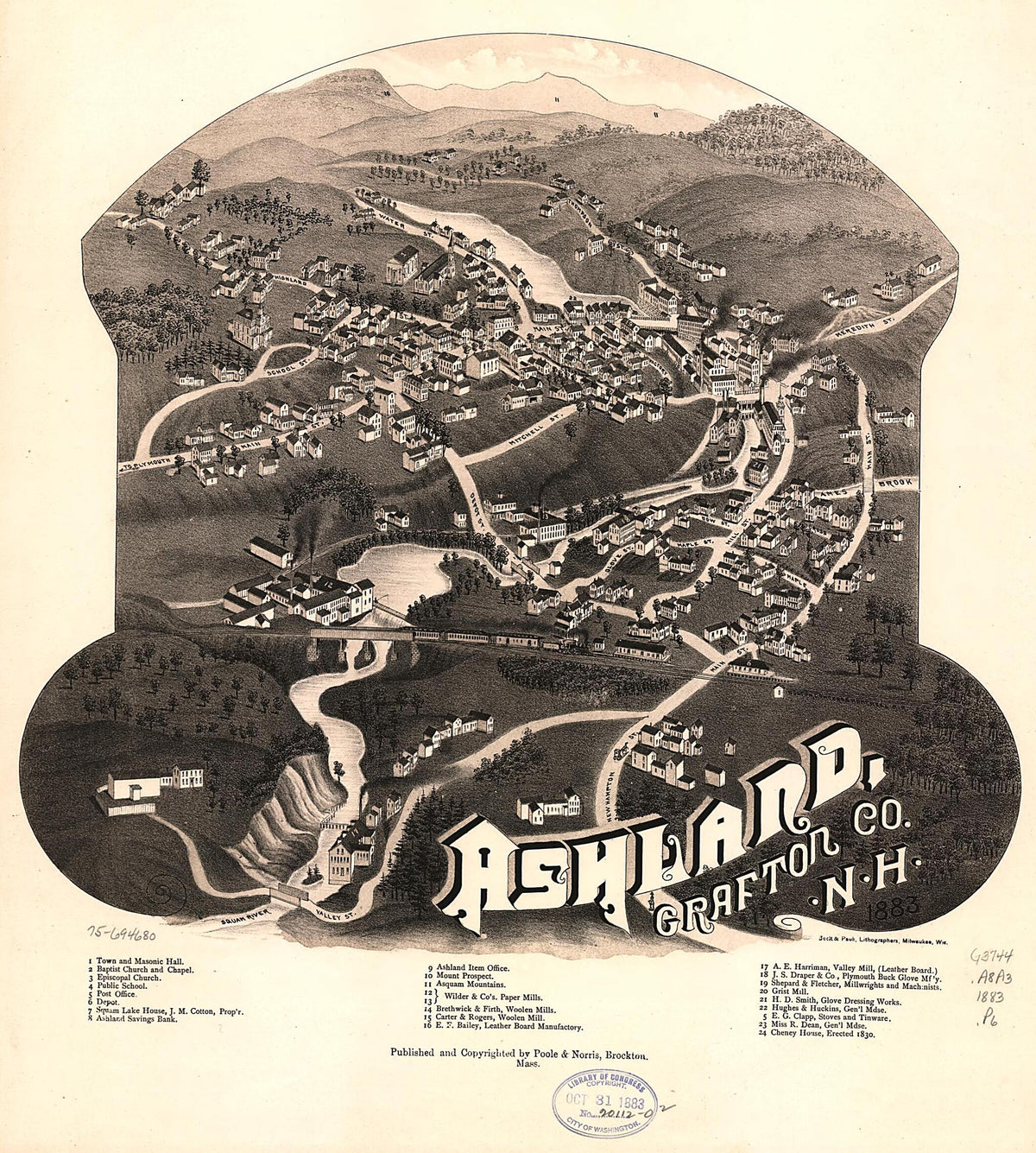 Ashland, Grafton County, New Hampshire 1883 by Relic Map Company