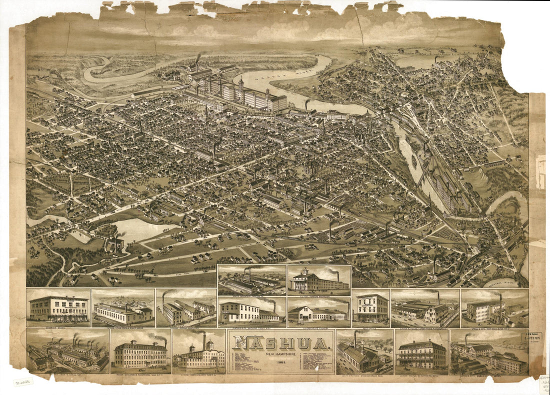 This old map of Nashua, New Hampshire from 1883 was created by in 1883