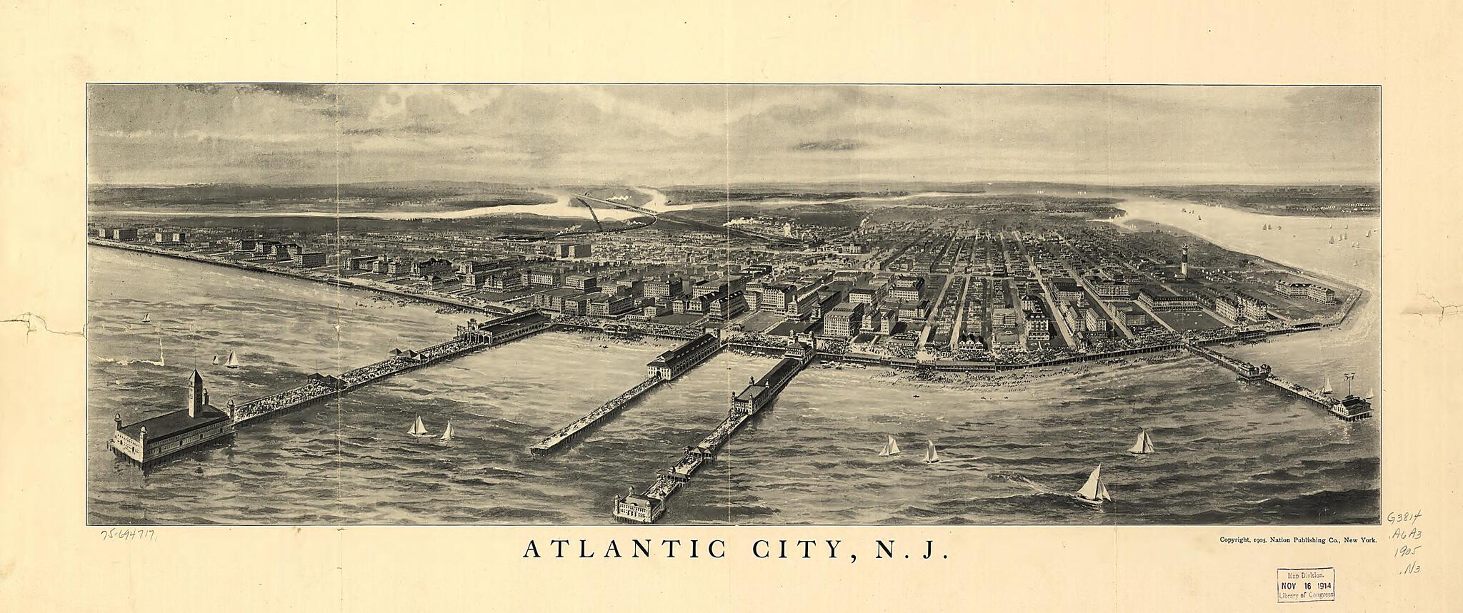 This old map of Atlantic City, New Jersey from 1905 was created by National Publishing Co in 1905
