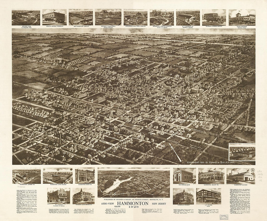 This old map of Aero View of Hammonton, New Jersey from 1926 was created by Hughes & Bailey in 1926