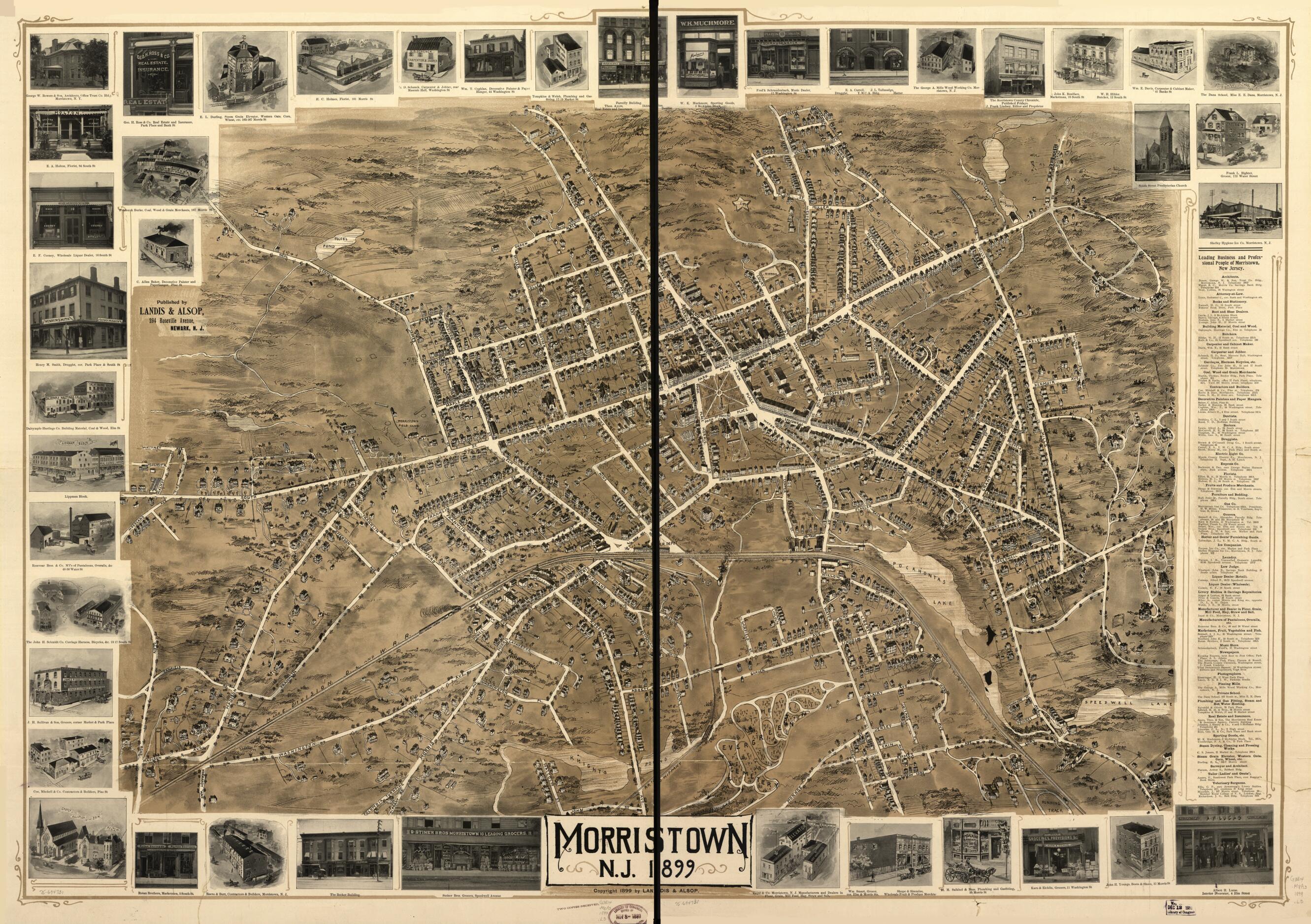This old map of Morristown, New Jersey from 1899 was created by Landis & Alsop in 1899