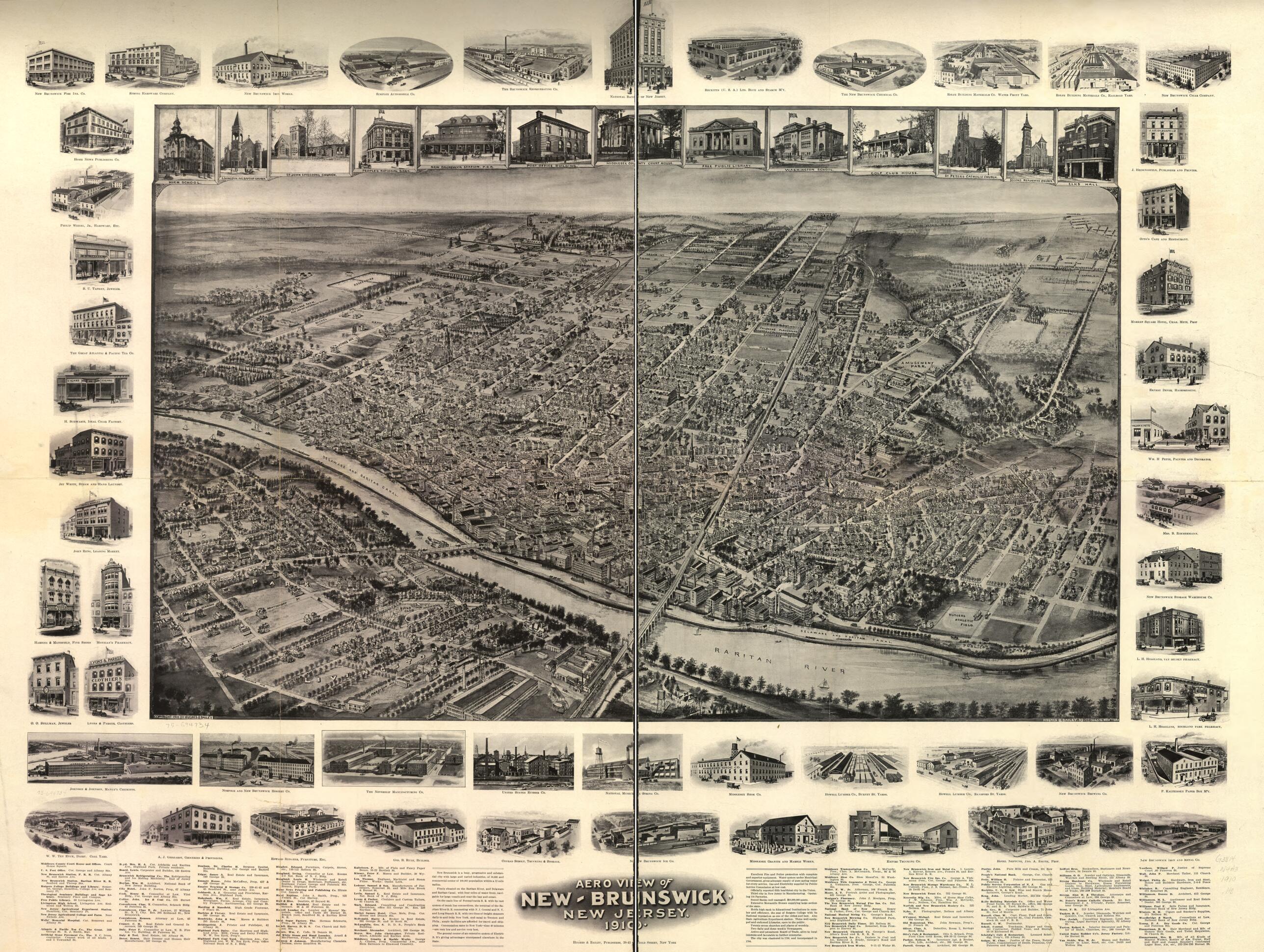 This old map of Brunswick, New Jersey, from 1910 was created by Hughes & Bailey in 1910