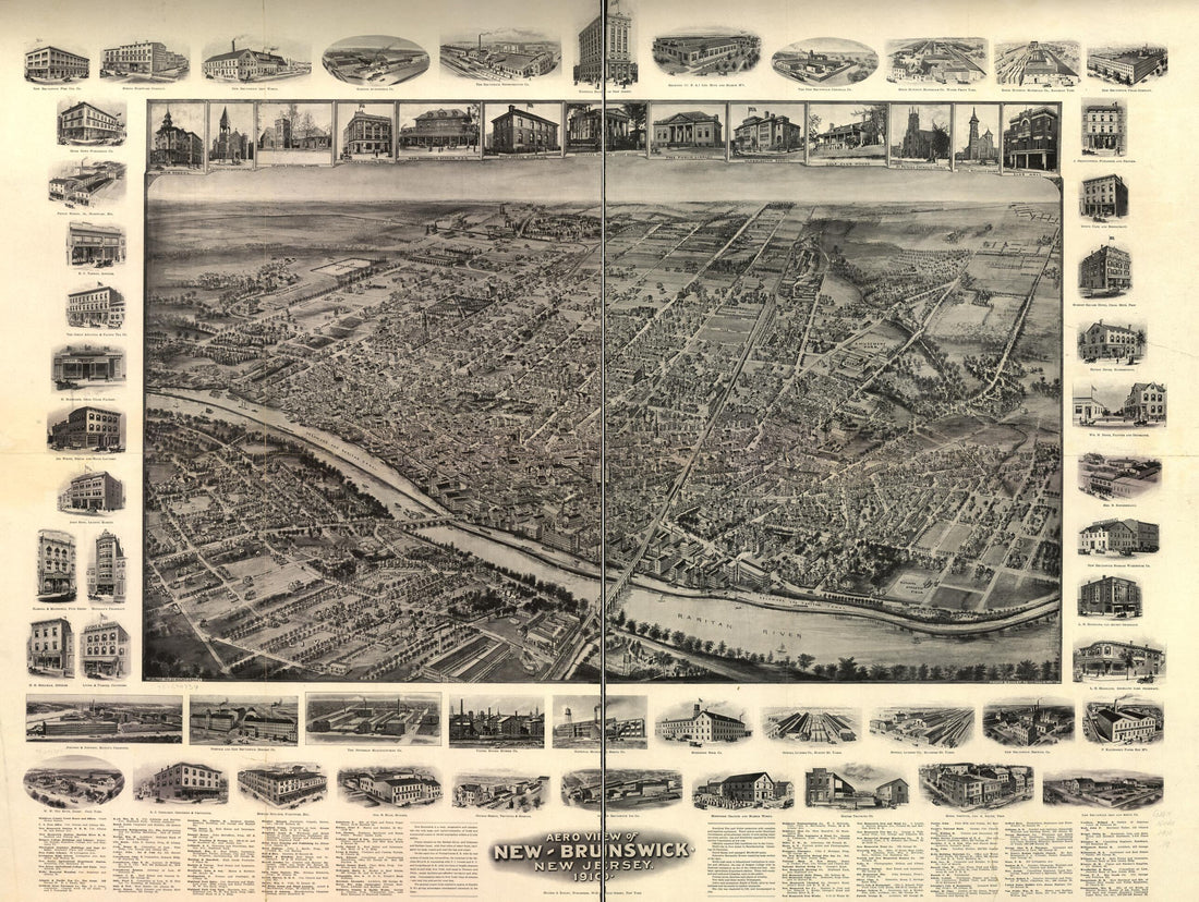 This old map of Brunswick, New Jersey, from 1910 was created by Hughes & Bailey in 1910