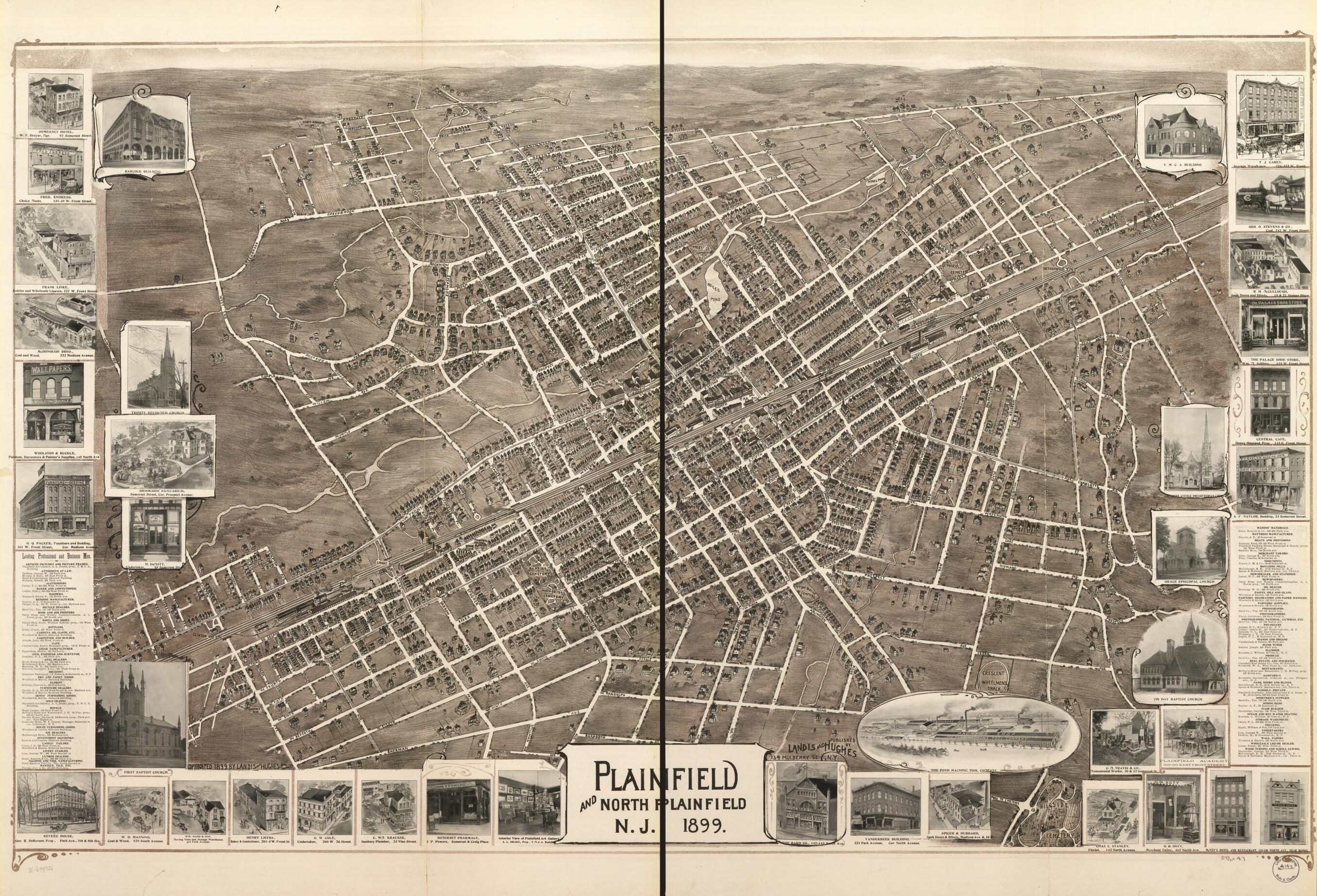 This old map of Plainfield and North Plainfield, New Jersey from 1899 was created by Landis and Hughes in 1899