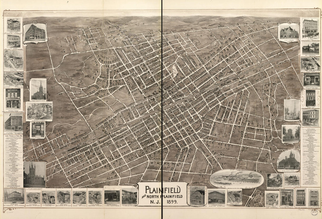 This old map of Plainfield and North Plainfield, New Jersey from 1899 was created by Landis and Hughes in 1899