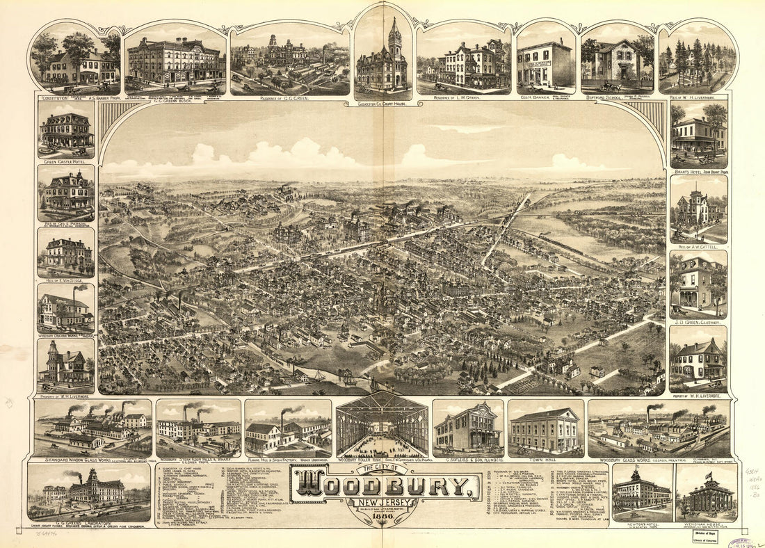 This old map of The City of Woodbury, New Jersey, from 1886 was created by O.H. Bailey & Co in 1886