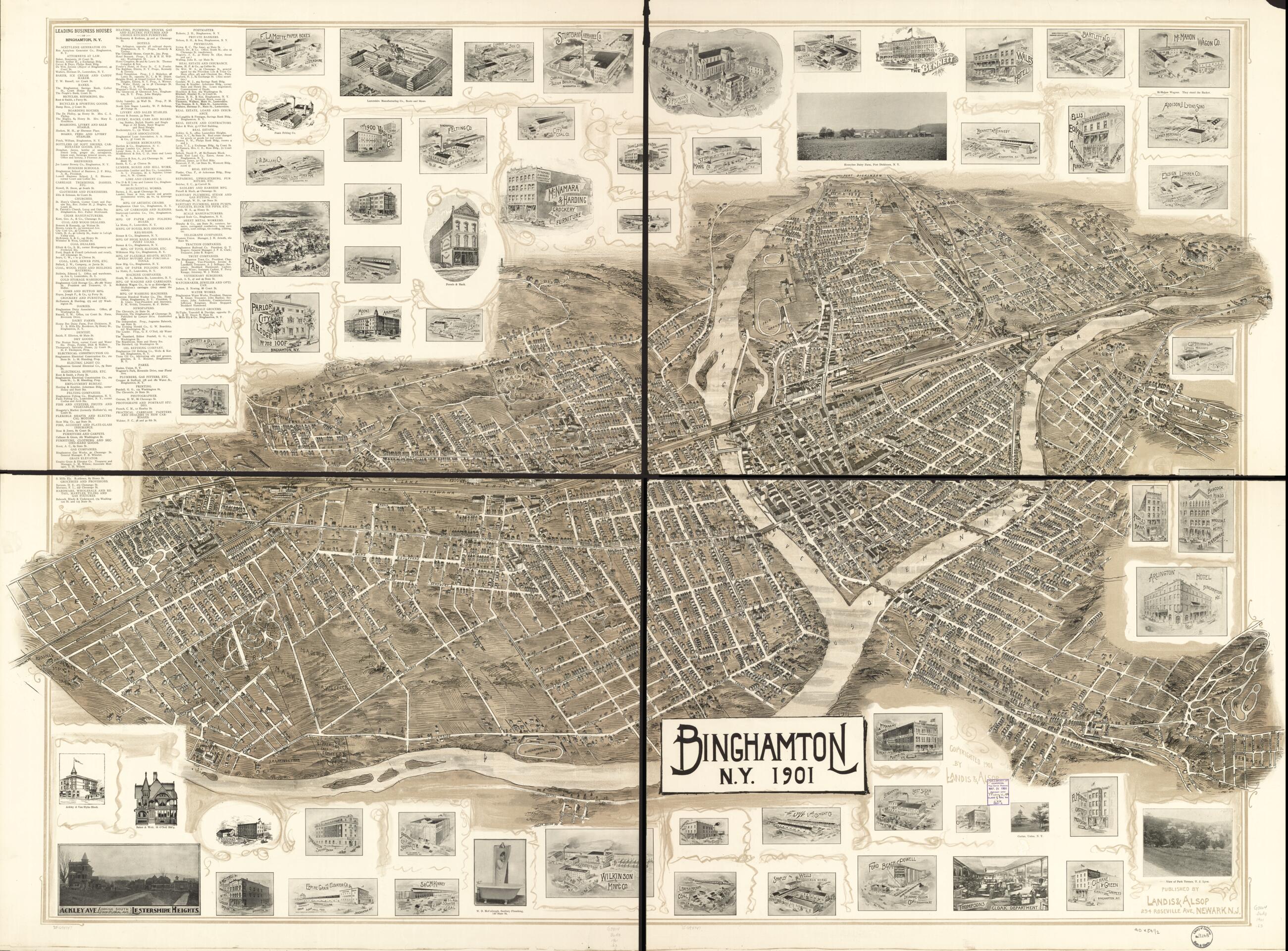 This old map of Binghamton, New York from 1901 was created by Landis & Alsop in 1901