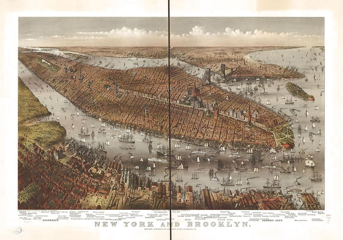 New York and Brooklyn 1875 by Relic Map Company