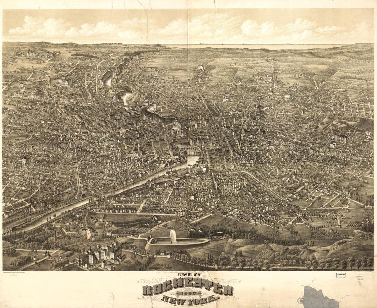 View of Rochester, New York 1880 by Relic Map Company
