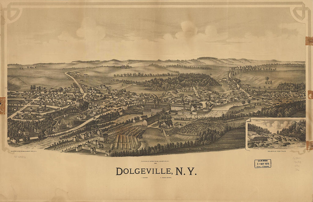 This old map of Dolgeville, New York from 1890 was created by Burleigh Litho, Alfred Dolge in 1890