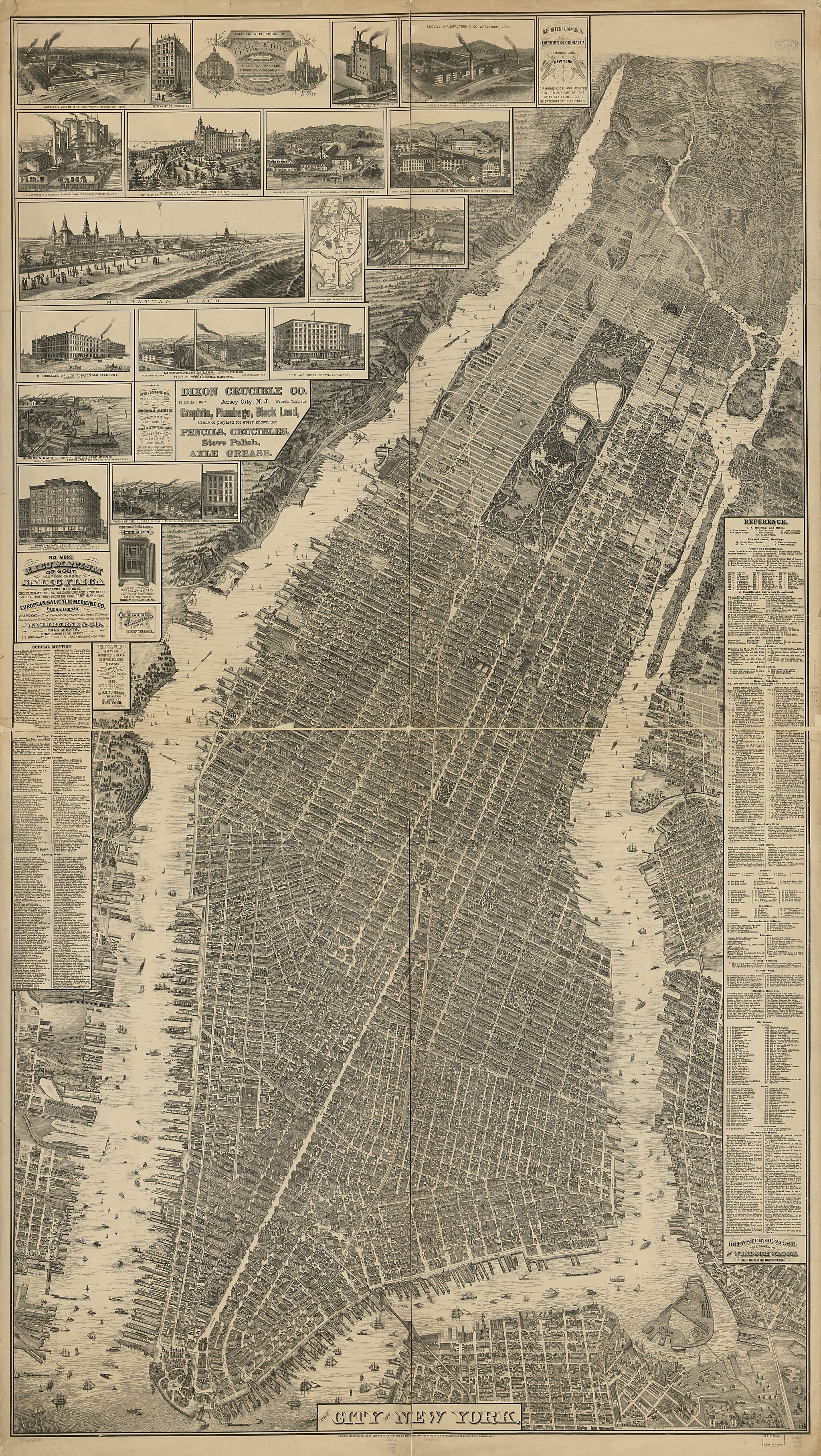 This old map of The City of New York from 1879 was created by Galt & Hoy, Will L. Taylor in 1879
