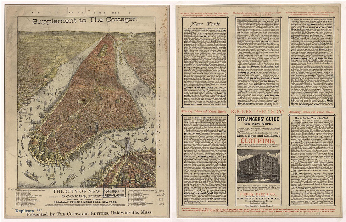 This old map of The City of New York from 1879 was created by Root & Tinker, J. W. Williams in 1879