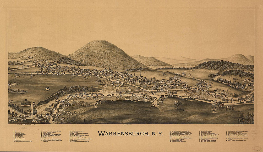 This old map of Warrensburgh, New York from 1891 was created by Burleigh Litho, L. R. (Lucien R.) Burleigh in 1891