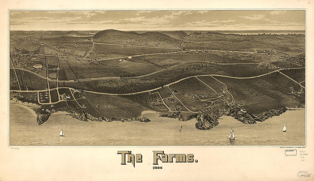 This old map of The Farms. from 1886 was created by O. W. (Oscar W.) Walker in 1886