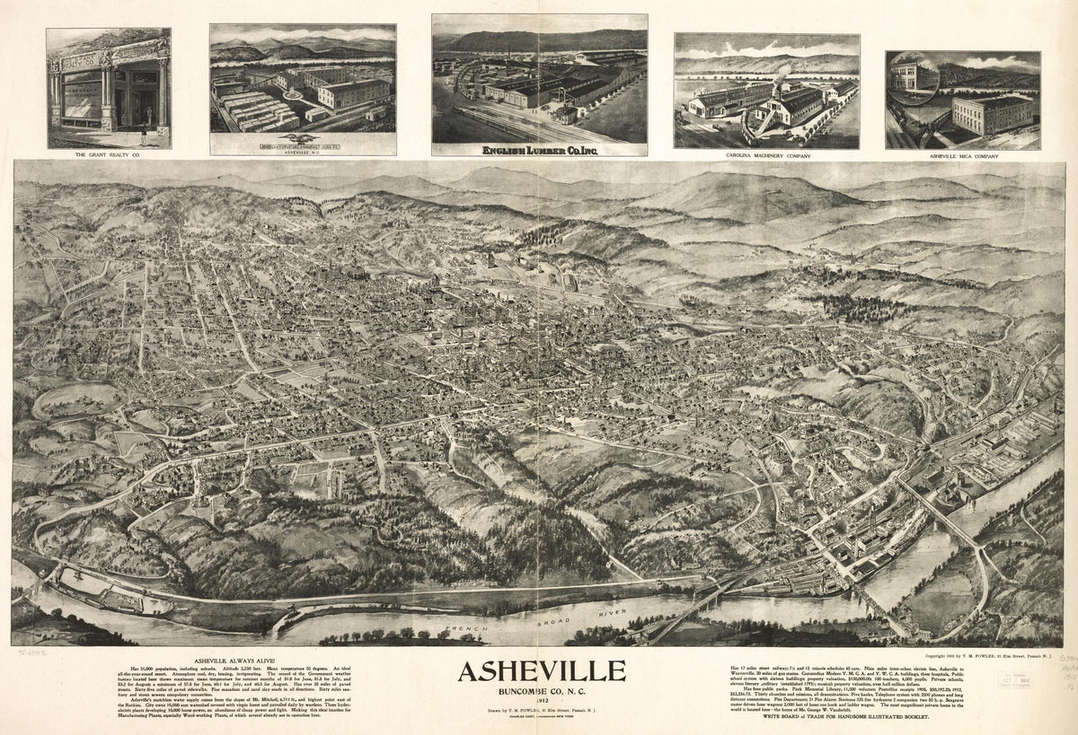Asheville, Buncombe Co. N.C. 1912 by Relic Map Company